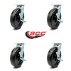 Service Caster 8 Inch Phenolic Swivel Caster Set with Roller Bearings and Brakes SCC-30CS820-PHR-TLB-4